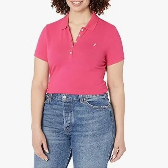 NWOT Nautica 5 Button Short Sleeve Breathable Cotton Polo Shirt 2XL Leis Pink - Picture 3 of 10